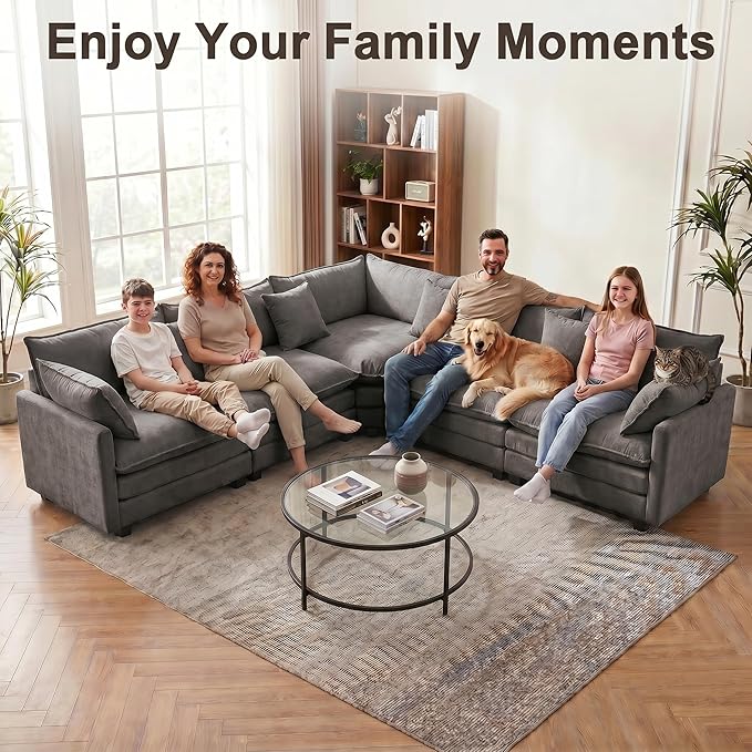 111.4" V-Shaped Corner Couch Sectional|5 Seat Customizable Modular Cloud - Image 7