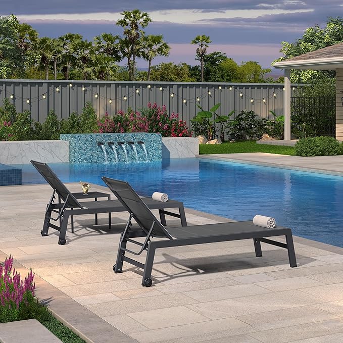 PURPLE LEAF Outdoor Chaise Lounge Set of 2 Aluminum Patio Lounge Chair - Image 9