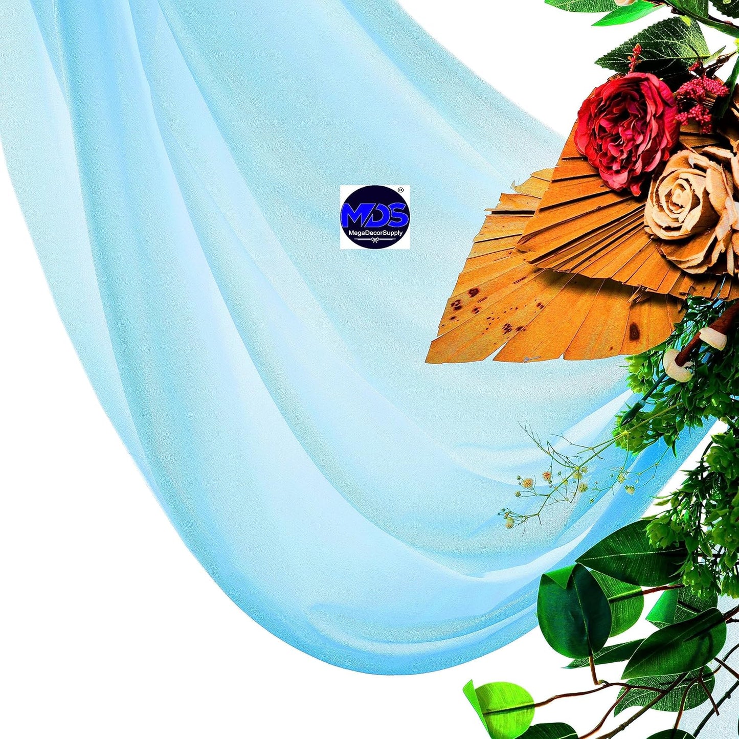 MDS Halloween Chiffon Draping Fabric - 1 Panel, 30" Wide x 40ft Long - Sheer Spooky Arbor & Canopy Drapery for Haunted House Backdrops, Party Ceilings, DIY Costumes & Themed Events - Turquoise