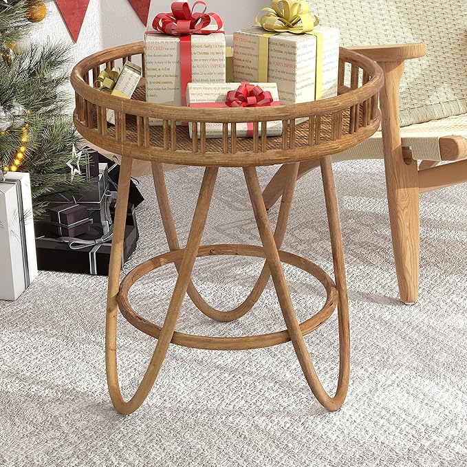 FINECASA Rattan Side Table - Image 8