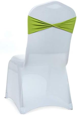 VDS Pack of 125 PCS | Apple Green | Spandex Chair Sashes Bows Without Buckle | Stretch Elastic Banquet Universal Folding Chair Band Tie with for Wedding Party Conference Celebration Event Decoration