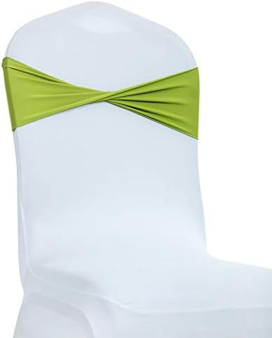 VDS Pack of 100 PCS | Apple Green | Spandex Chair Sashes Bows Without Buckle | Stretch Elastic Banquet Universal Folding Chair Band Tie with for Wedding Party Conference Celebration Event Decoration