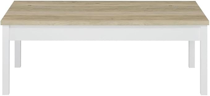 Pemberly Row 3-Piece Coastal Wood Coffee Table Set, Antique Pine and White - Image 4