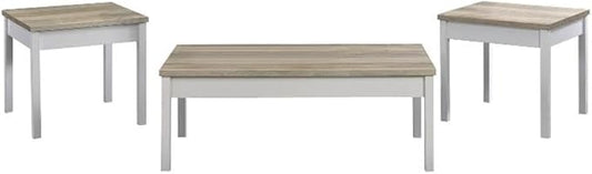 Pemberly Row 3-Piece Coastal Wood Coffee Table Set, Antique Pine and White by PEMBERLYROW