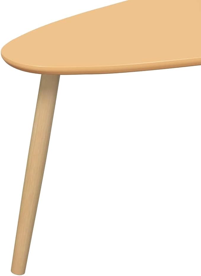 Coffee Table Set of 2 Brown Solid Pine Wood & MDF, Scandinavian Modern Design - Image 8