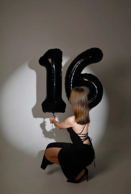 40 Inch Black Mylar Foil Number 6 Birthday Balloon, 6 16 Boy Girl Party Decorations Supplies, Big Helium Balloons Numbers for 26 36 46 60 Men Women Anniversary