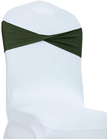 VDS Pack of 150 PCS | Olive Green | Spandex Chair Sashes Bows Without Buckle | Stretch Elastic Banquet Universal Folding Chair Band Tie with for Wedding Party Conference Celebration Event Decoration