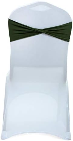 VDS Pack of 150 PCS | Olive Green | Spandex Chair Sashes Bows Without Buckle | Stretch Elastic Banquet Universal Folding Chair Band Tie with for Wedding Party Conference Celebration Event Decoration