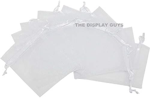 TheDisplayGuys 100-Pack 4x6 White Sheer Organza Gift Bags with Drawstring, Jewelry Candy Treat Wedding Party Favors Mesh Pouch