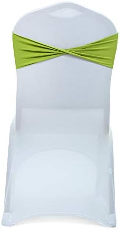 VDS Pack of 100 PCS | Apple Green | Spandex Chair Sashes Bows Without Buckle | Stretch Elastic Banquet Universal Folding Chair Band Tie with for Wedding Party Conference Celebration Event Decoration