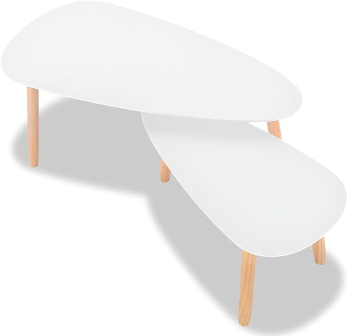 Scandinavian Style Coffee Table Set, Minimalist Pine and MDF Side Tables - Image 5