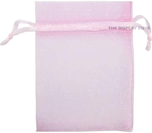 TheDisplayGuys 48-Pack 4x6 Pink Sheer Organza Gift Bags with Drawstring, Jewelry Candy Treat Wedding Party Favors Mesh Pouch