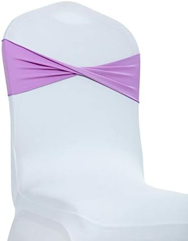 VDS Pack of 200 PCS | Light Purple | Spandex Chair Sashes Bows Without Buckle | Stretch Elastic Banquet Universal Folding Chair Band Tie with for Wedding Party Conference Celebration Event Decoration