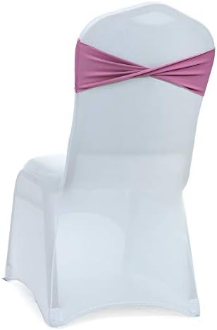 VDS Pack of 10 PCS | Dusty Pink | Spandex Chair Sashes Bows Without Buckle | Stretch Elastic Banquet Universal Folding Chair Band Tie with for Wedding Party Conference Celebration Event Decoration