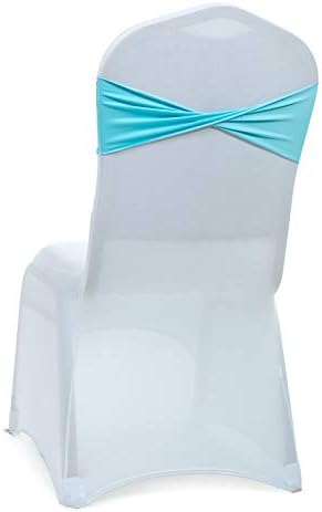 VDS Pack of 300 PCS | Aqua Blue| Spandex Chair Sashes Bows Without Buckle | Stretch Elastic Banquet Universal Folding Chair Band Tie with for Wedding Party Conference Celebration Event Decoration
