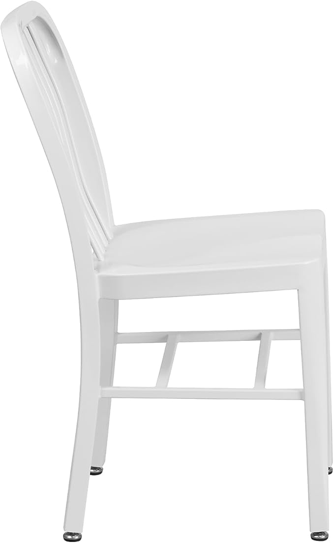 Flash Furniture Commercial Grade White Metal Indoor-Outdoor Chair - Image 7