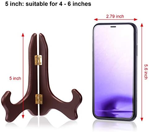 Tatuo 4 Packs Wooden Display Stand Decorative Plate Stands for Display Picture Frame Holder Easels(Red,5 Inch)