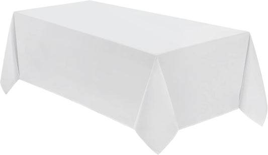 VidaFete Tablecloth 90 * 132inch Rectangle Table Cloth Polyester, Stain Wrinkle Resistant Polyester Dining Table Cover for Kitchen Dinning Party Wedding Rectangular Tabletop Buffet Decoration(White)