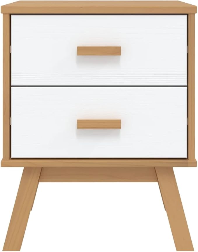 Scandinavian Style Bedside Cabinet in White and Brown - Image 7