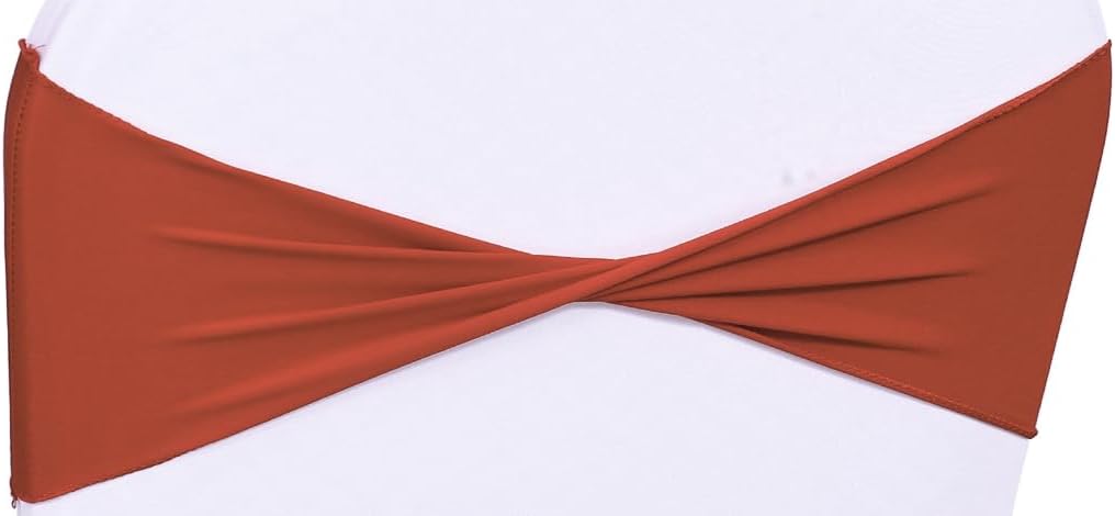 MDS Pack of 200 Spandex Chair Sashes Bows Elastic Stretch Dining Chair Bands Ties Without Slider Buckle Universal fits for Wedding Baby Shower Birthday Party Banquet Event Decoration - Terracotta