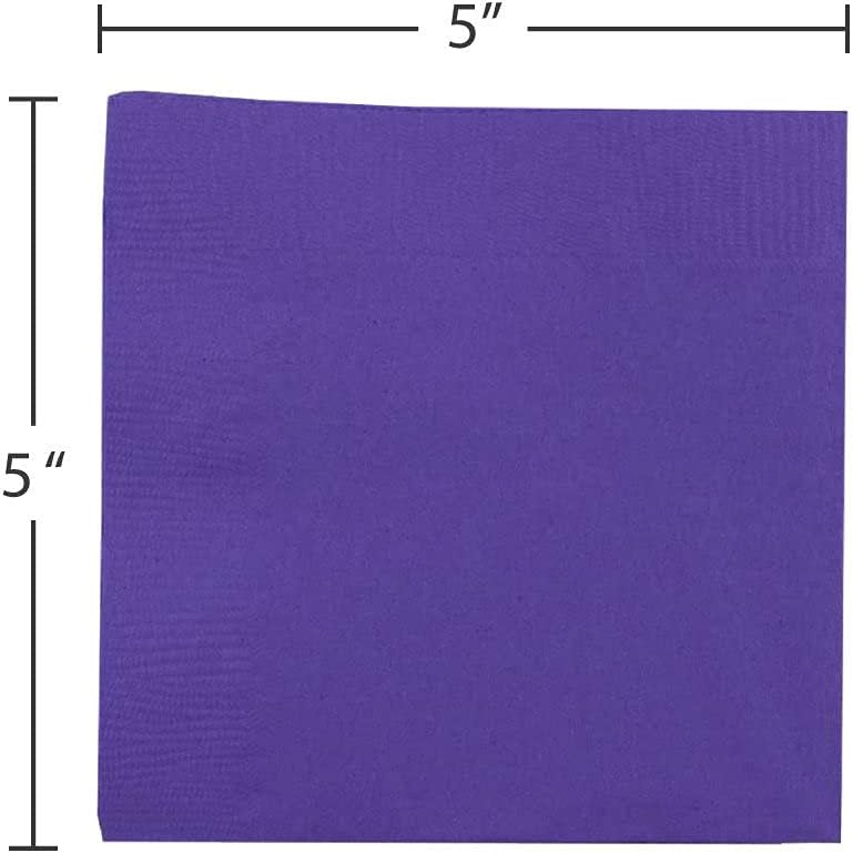 JAM PAPER Small Beverage Napkins - 5 x 5 - Purple - 50/Pack