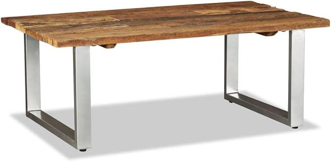 Multicolor Solid Reclaimed Wood Coffee Table, Industrial Wrought Iron Frame - Image 4