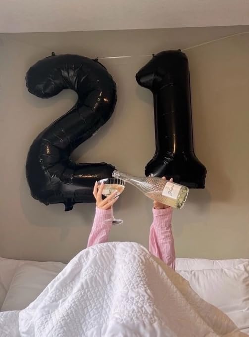 Black Number 1 Balloon 40 inch, Numbers 1 Birthday Balloons for Boy Girl, Black Foil One Balloon for 1st 10 11 12 16 18 Birthday Party, Anniversary Celebration Decorations