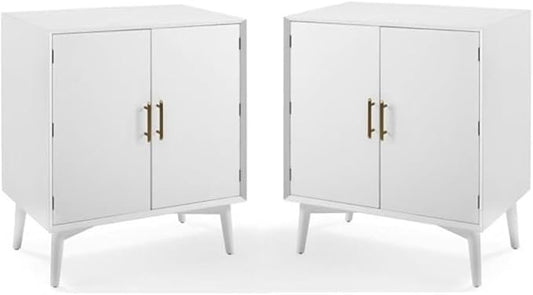 Home Square 2 Door Wood Bar Cabinet Set in White by HomeSquare