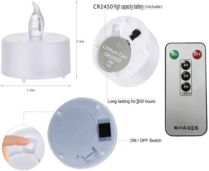 Tea Light Candles with Remote Control,Flickering Flameless LED Candle,Long Lasting 400+Hours,Battery Operated,with Timer for Home Decoration Seasonal &Festival Celebration WarmWhite (50pcs)