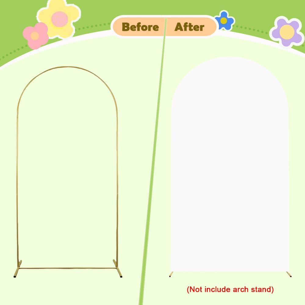 White Arch Cover - 4ft Wedding Arch & Backdrop - Stretchy Spandex Fitted Cover - Chiara Backdrop for Baby Shower & Birthday Decor