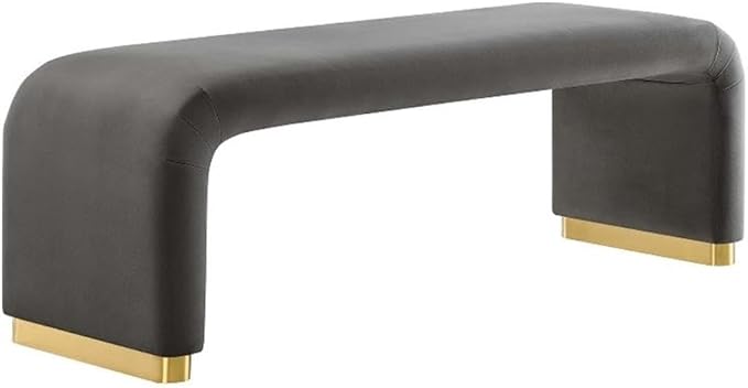 Modway EEI-6734-BRA-STG Koda Performance Velvet Waterfall Long Bench, Brass by Modway