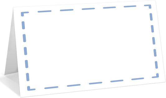 25 Pack Blue Lines Place Cards, Editable Name Cards for Table Setting, Tent Cards Food Label for Dinner Party, Bridal Shower, Wedding, Baby Shower and Events -T17