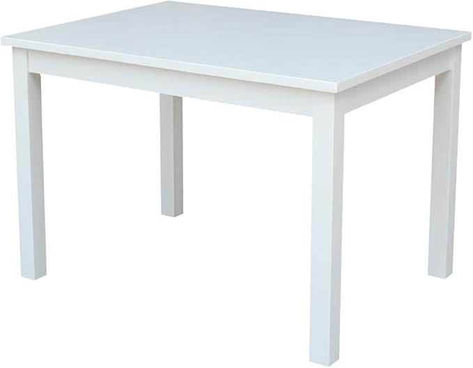 HomeStock Asian Aesthetics Table in Linen White, Made from Solid Parawood by Homestock