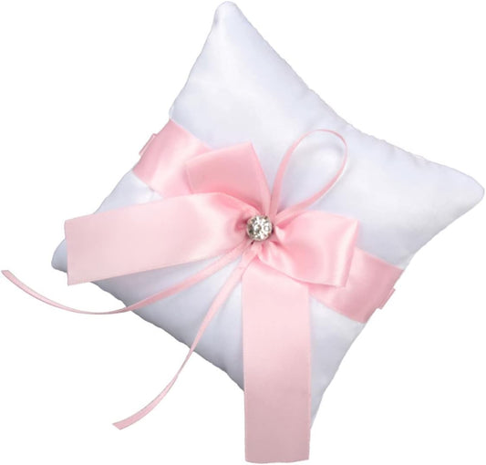 1Pc Elegant Pink Wedding Ring Pillow Cushion Square Ring Holder for Bride Fashion Party Ring Pillow for Wedding Decor
