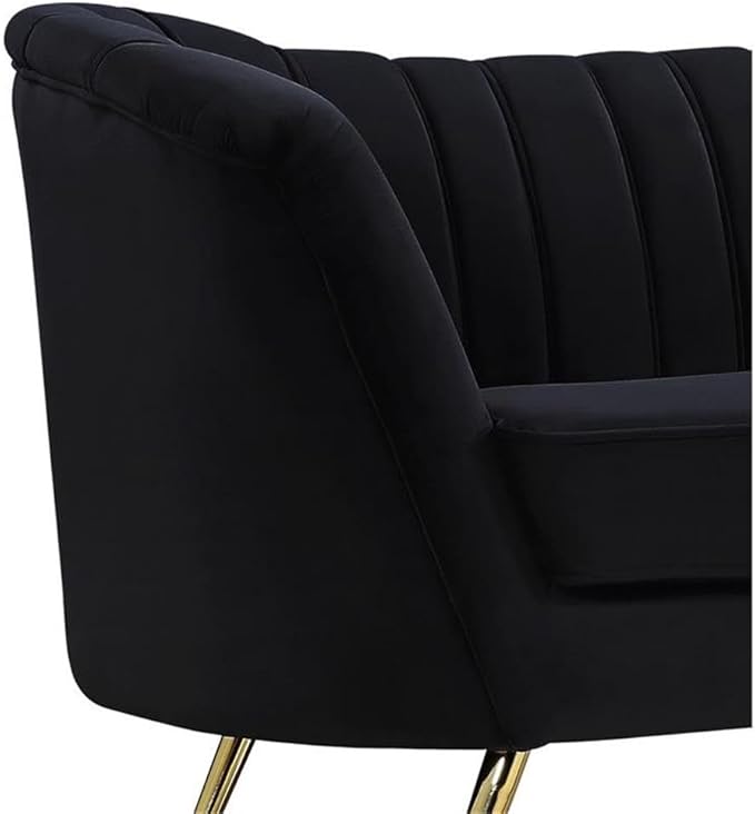 Home Square 2-Piece Set with Velvet Accent Chair and Chaise in Black and Gold - Image 7