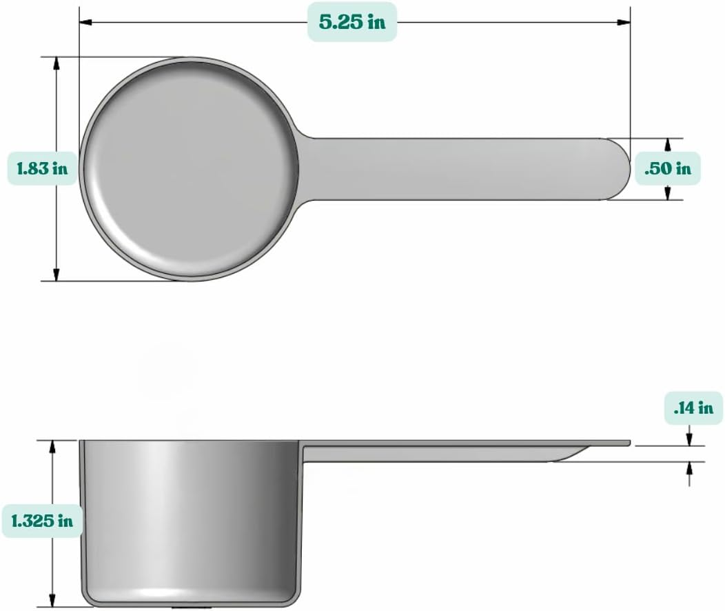 48 mL (48 CC | 1.62 Oz.) Long Handle Scoop for Measuring Coffee, Pet Food, Grains, Protein, Spices and Other Dry Goods (Pack of 5)