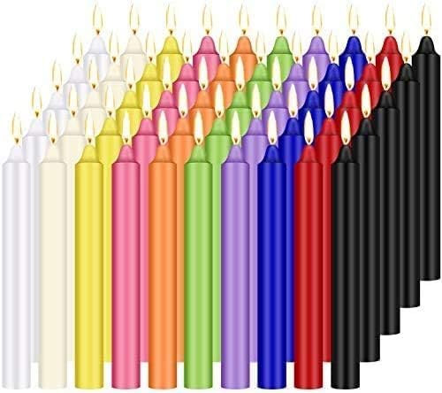 100 pcs Spells Chime Candles Unscented Assorted Colors Mini Taper Candles | 4" Tall x 1/2" Diameter | Great for Casting Chimes, Rituals, Spells