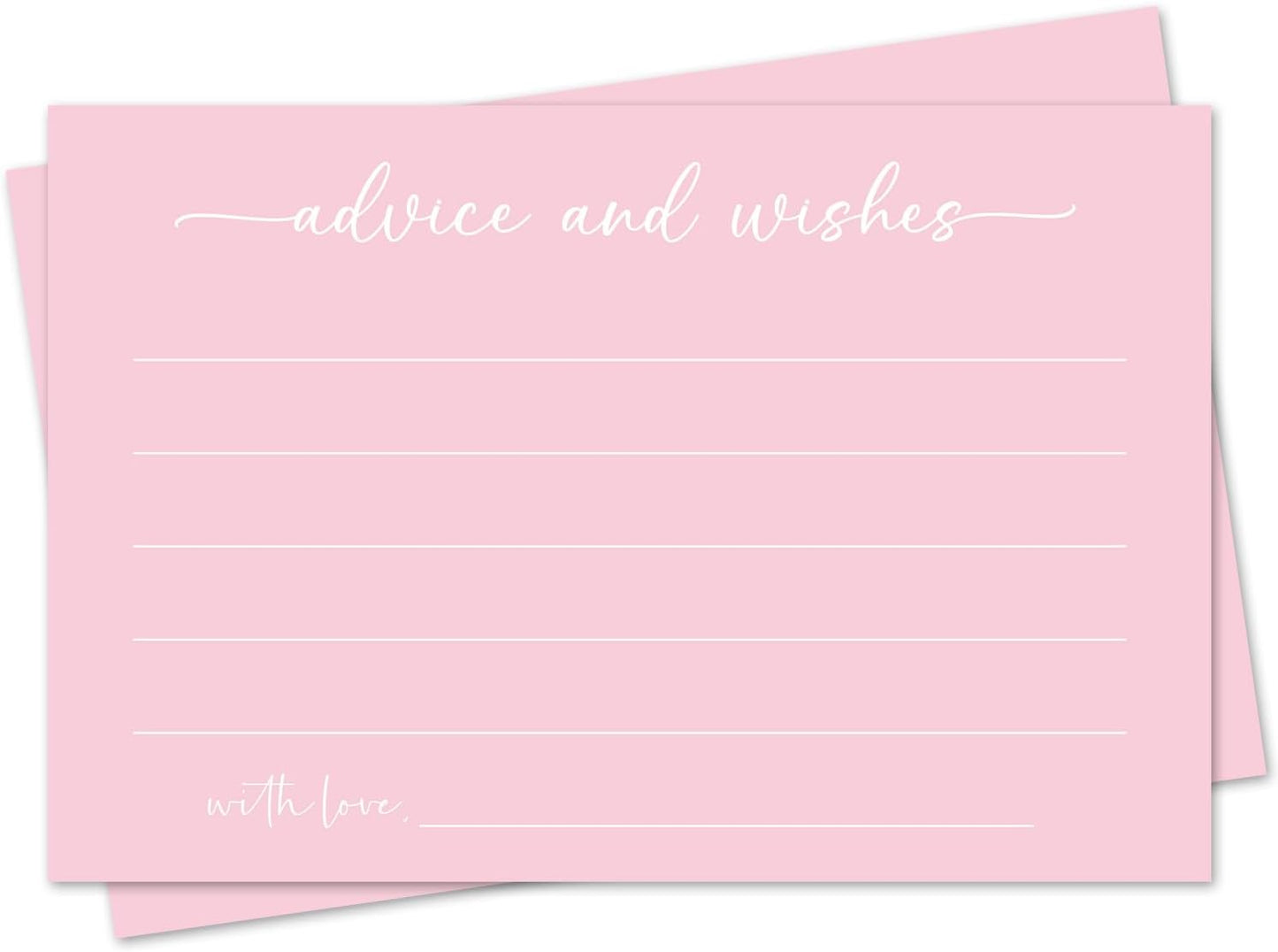 Pink Advice and Wishes Card, Advice Cards for The Bride and Groom, Bridal Shower,Wedding or Baby Shower, Birthday, Graduation, Retirement, Guestbook - 25 Cards -07