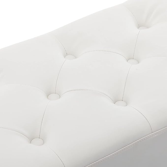 DUHOME Button-Tufted Ottoman Bench, Upholstered Footrest Stool Rectangular - Image 5