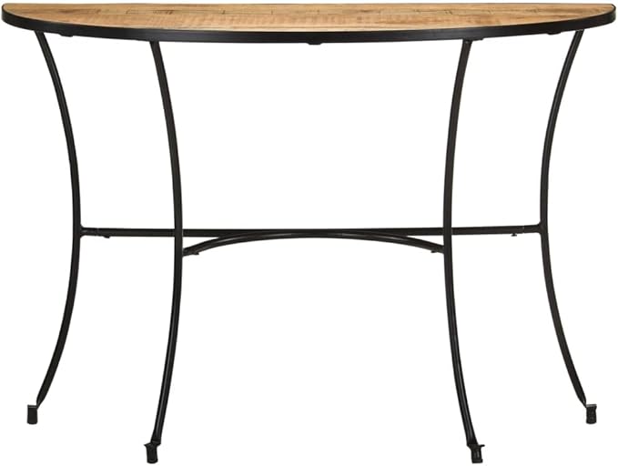 Industrial Style Side Table, Natural Solid Mango Wood, Lacquered Finish - Image 3
