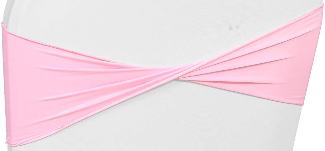 VDS Pack of 50 PCS | Pink | Spandex Chair Sashes Bows Without Buckle | Stretch Elastic Banquet Universal Folding Chair Band Tie with for Wedding Party Conference Celebration Event Decoration