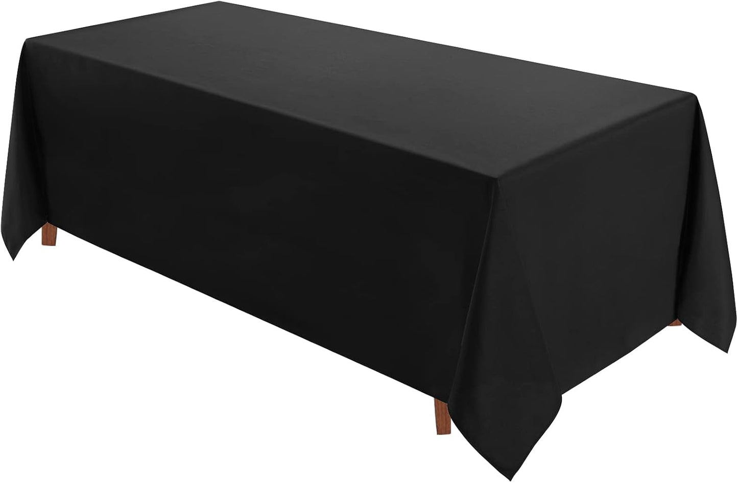 VidaFete Tablecloth 90 * 156inch Rectangle Table Cloth Polyester, Stain Wrinkle Resistant Polyester Dining Table Cover for Kitchen Dinning Party Wedding Rectangular Tabletop Buffet Decoration(Black)
