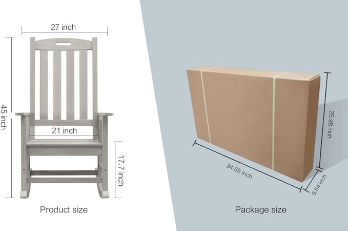 Psilvam Oversized Outdoor Rocking Chair Set of 2, Porch Rocker - Image 8