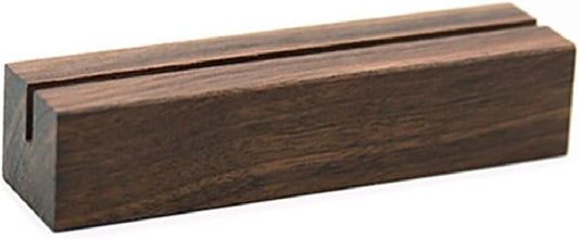 UNIQOOO 10 Pack Rustic Acrylic Sign Holders | Walnut Wood Table Numbers Display Stands | Place Card Holder, Perfect for Retail Shop Wedding Party Events Decoration