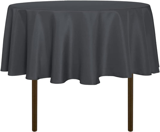 sancua Round Tablecloth - 48 Inch - Water Resistant Spill Proof Washable Polyester Table Cloth Decorative Fabric Table Cover for Dining Tables, Buffet Parties and Camping, Grey