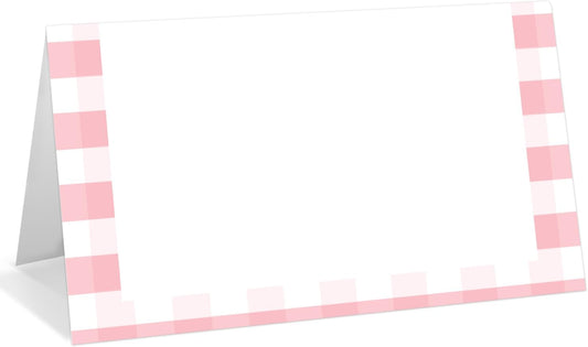 25 Pack Pink Stripes Place Cards, Editable Name Cards for Table Setting, Tent Cards Food Label for Dinner Party, Bridal Shower, Wedding, Baby Shower and Events -T01