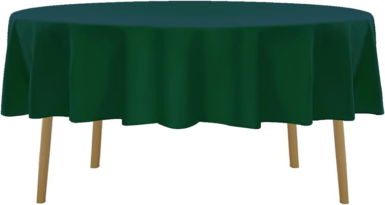 60 inch Round Tablecloth Washable Polyester Table Cloth Decorative Table Cover for Wedding Party Dining Banquet（60 inch,Hunter）