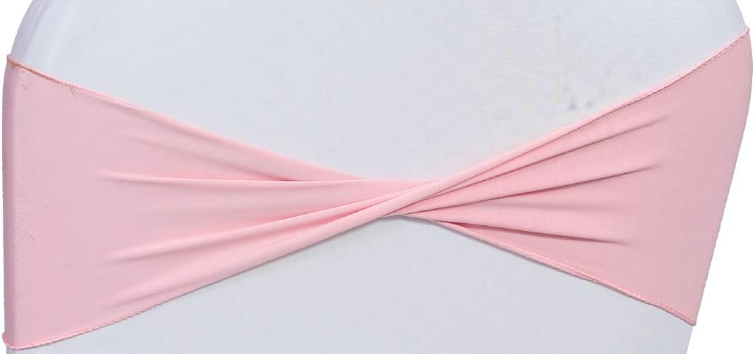 VDS Pack of 300 PCS | Blush Pink | Spandex Chair Sashes Bows Without Buckle | Stretch Elastic Banquet Universal Folding Chair Band Tie with for Wedding Party Conference Celebration Event Decoration