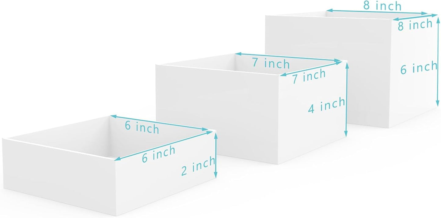 PecMuikee Buffet Risers, Food Risers for Buffet Table, Display Stand Shelf for Catering Dessert Collectibles Jewelry Figures Show, Acrylic Cube Display Nesting Risers with Hollow Bottoms 3PCS