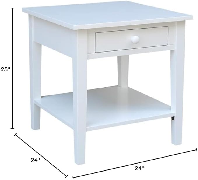 IC INTERNATIONAL CONCEPTS Spencer White Wood End Table in White - Image 3